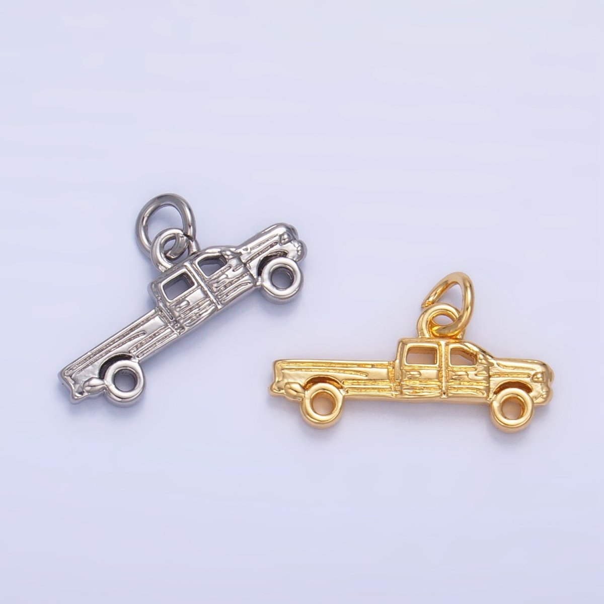 24K Gold Filled Pick Up Truck Vehicle Multidimensional Charm in Gold &amp; Silver | W077