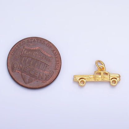 24K Gold Filled Pick Up Truck Vehicle Multidimensional Charm in Gold &amp; Silver | W077