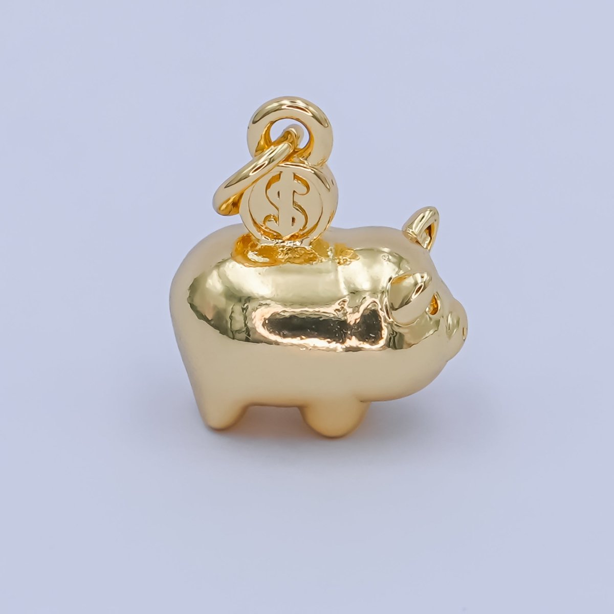 24K Gold Filled Piggy Bank Money 3D Multidimensional Charm in Gold &amp; Silver | M188