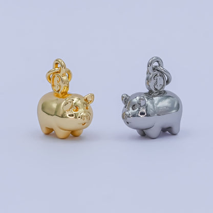 24K Gold Filled Piggy Bank Money 3D Multidimensional Charm in Gold &amp; Silver | M188