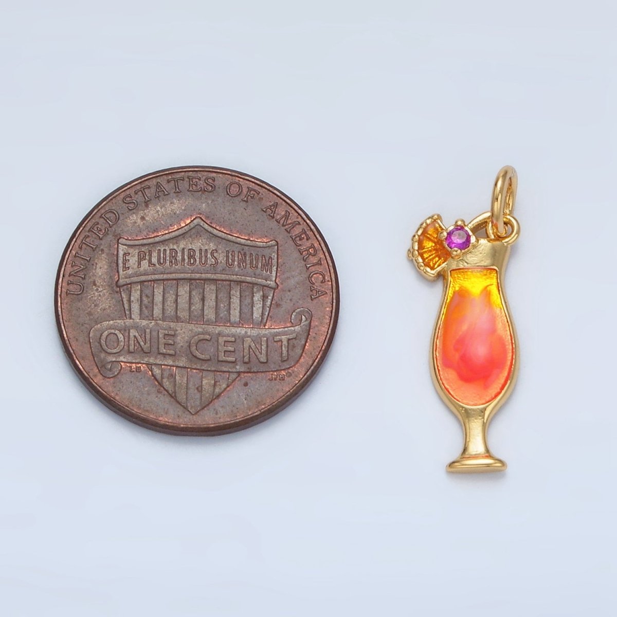 24K Gold Filled 18mm Pina Colada Alcohol Drink Charm in Gold &amp; Silver | E202