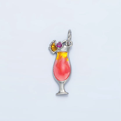24K Gold Filled 18mm Pina Colada Alcohol Drink Charm in Gold &amp; Silver | E202