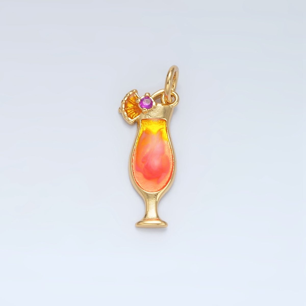24K Gold Filled 18mm Pina Colada Alcohol Drink Charm in Gold &amp; Silver | E202