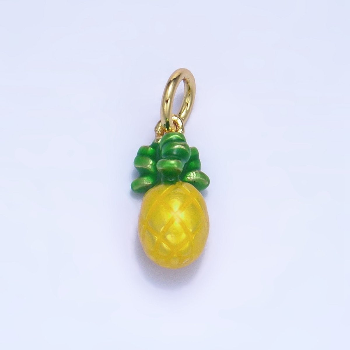 24K Gold Filled Pineapple Fruit Enamel Mini Multidimensional Charm | W055