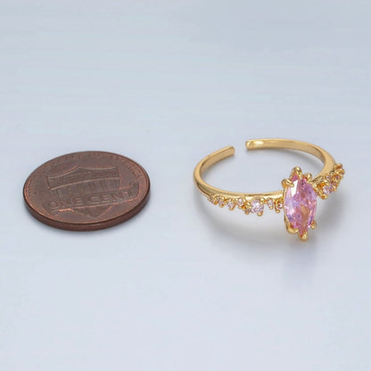 24K Gold Filled Pink Marquise CZ Solitaire Ring | U318