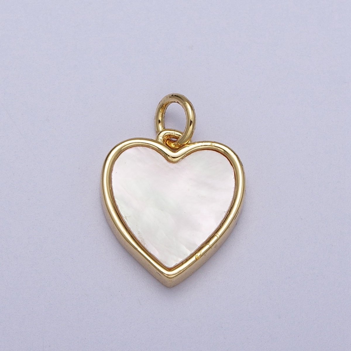 24K Gold Filled Pink Glass, Shell Pearl Natural Gemstone Heart Charm | C-364 C-376