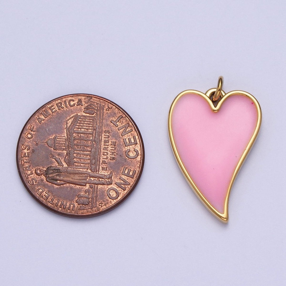 24K Gold Filled Pink Heart Enamel Charm For Valentine Love Jewelry in Gold &amp; Silver | X-805 X-806