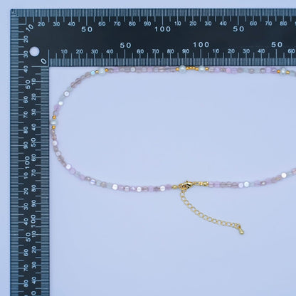 24K Gold Filled Pink Multifaceted Gemstone 17.5 Inch Necklace | WA-2973