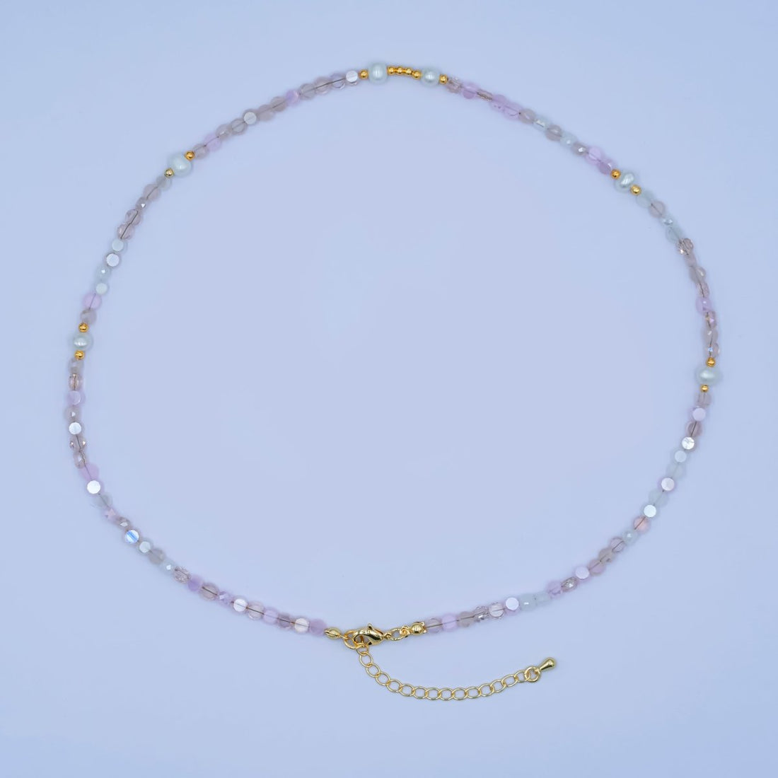24K Gold Filled Pink Multifaceted Gemstone 17.5 Inch Necklace | WA-2973