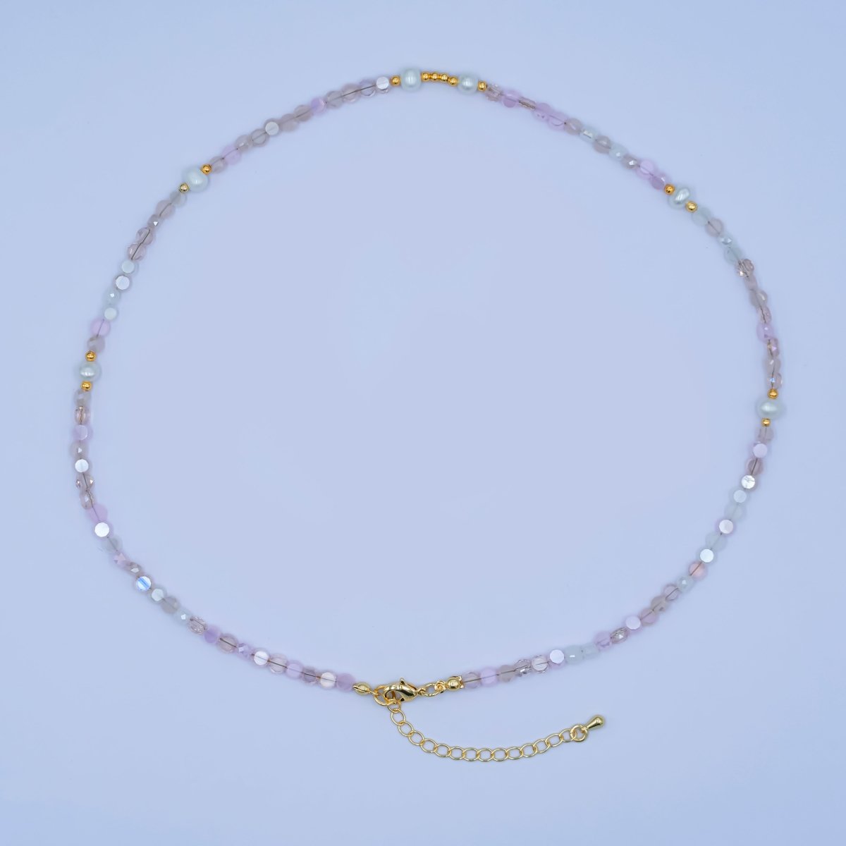 24K Gold Filled Pink Multifaceted Gemstone 17.5 Inch Necklace | WA-2973