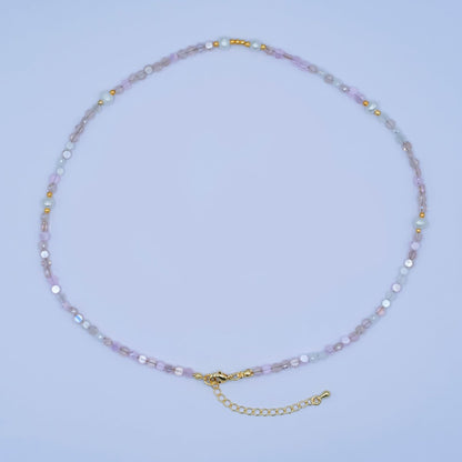 24K Gold Filled Pink Multifaceted Gemstone 17.5 Inch Necklace | WA-2973
