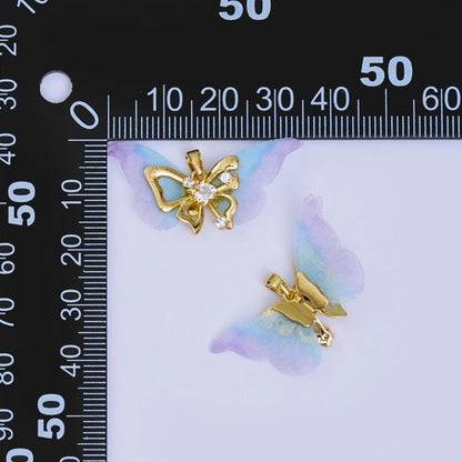 24K Gold Filled Pink, Purple, Black Dreamy Butterfly Mariposa Pendant | AA1638 - AA1641