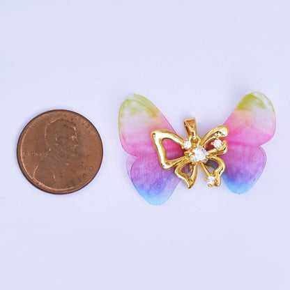 24K Gold Filled Pink, Purple, Black Dreamy Butterfly Mariposa Pendant | AA1638 - AA1641