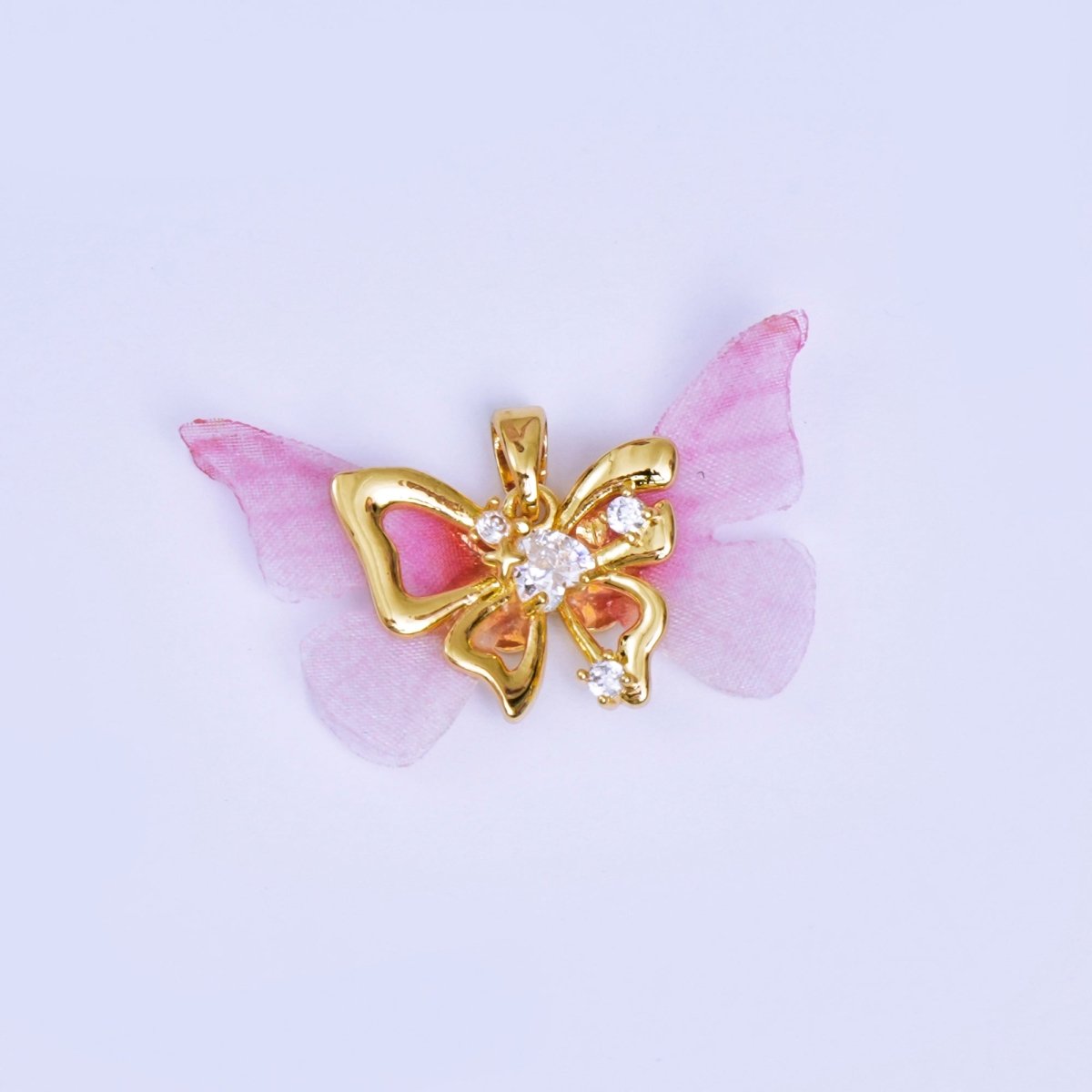 24K Gold Filled Pink, Purple, Black Dreamy Butterfly Mariposa Pendant | AA1638 - AA1641