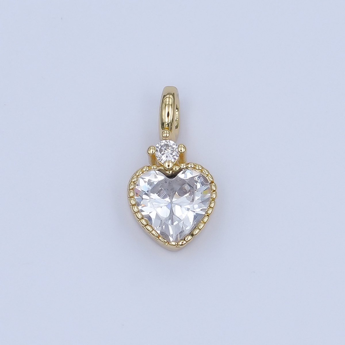 24K Gold Filled Pink, Purple, Clear, Red, Yellow CZ Heart Charm | M910 - M915