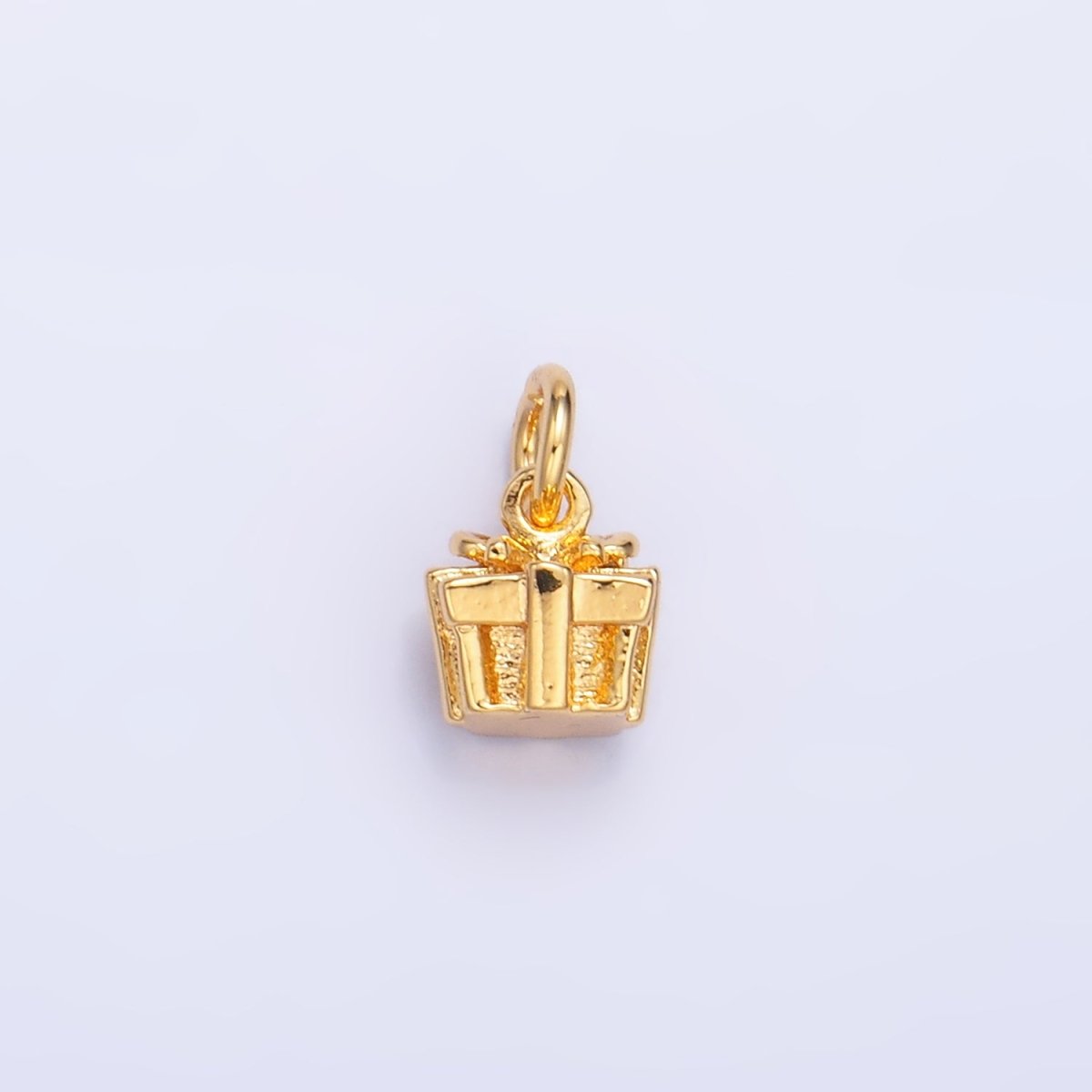24K Gold Filled 6mm Present Gift Box 3D Multidimensional Mini Charm in Gold &amp; Silver | W799