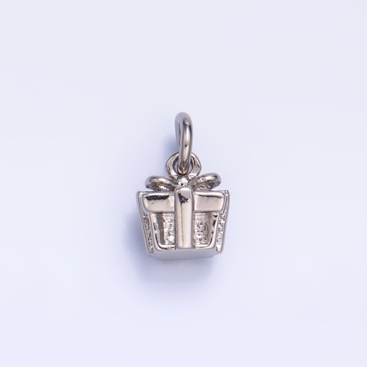 24K Gold Filled 6mm Present Gift Box 3D Multidimensional Mini Charm in Gold &amp; Silver | W799