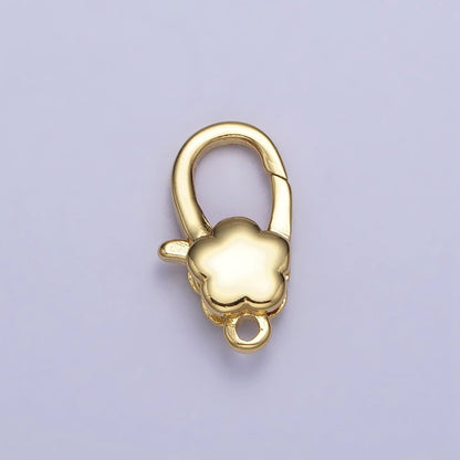 24K Gold Filled Puffed Flower Oval Lobster Clasps Closure Supply in Gold &amp; Silver | Z-125 Z-126
