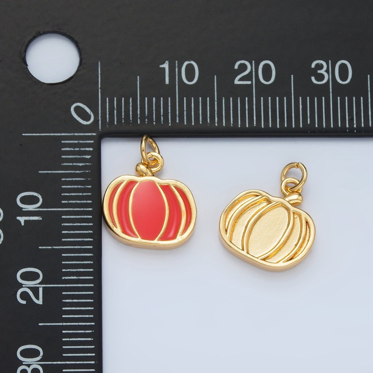 24K Gold Filled Pumpkin Fruit Enamel Charm in Gold &amp; Silver | N927