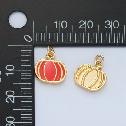 24K Gold Filled Pumpkin Fruit Enamel Charm in Gold &amp; Silver | N927