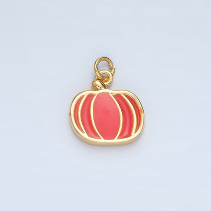 24K Gold Filled Pumpkin Fruit Enamel Charm in Gold &amp; Silver | N927