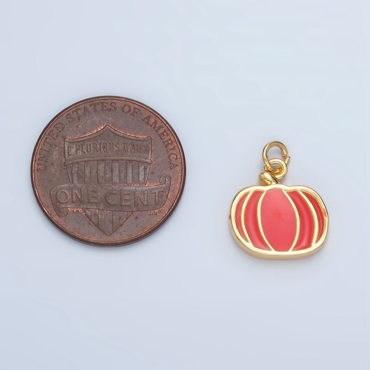 24K Gold Filled Pumpkin Fruit Enamel Charm in Gold &amp; Silver | N927