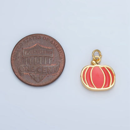 24K Gold Filled Pumpkin Fruit Enamel Charm in Gold &amp; Silver | N927