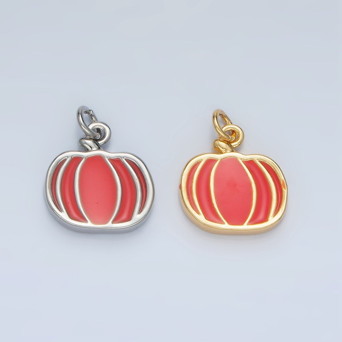 24K Gold Filled Pumpkin Fruit Enamel Charm in Gold &amp; Silver | N927