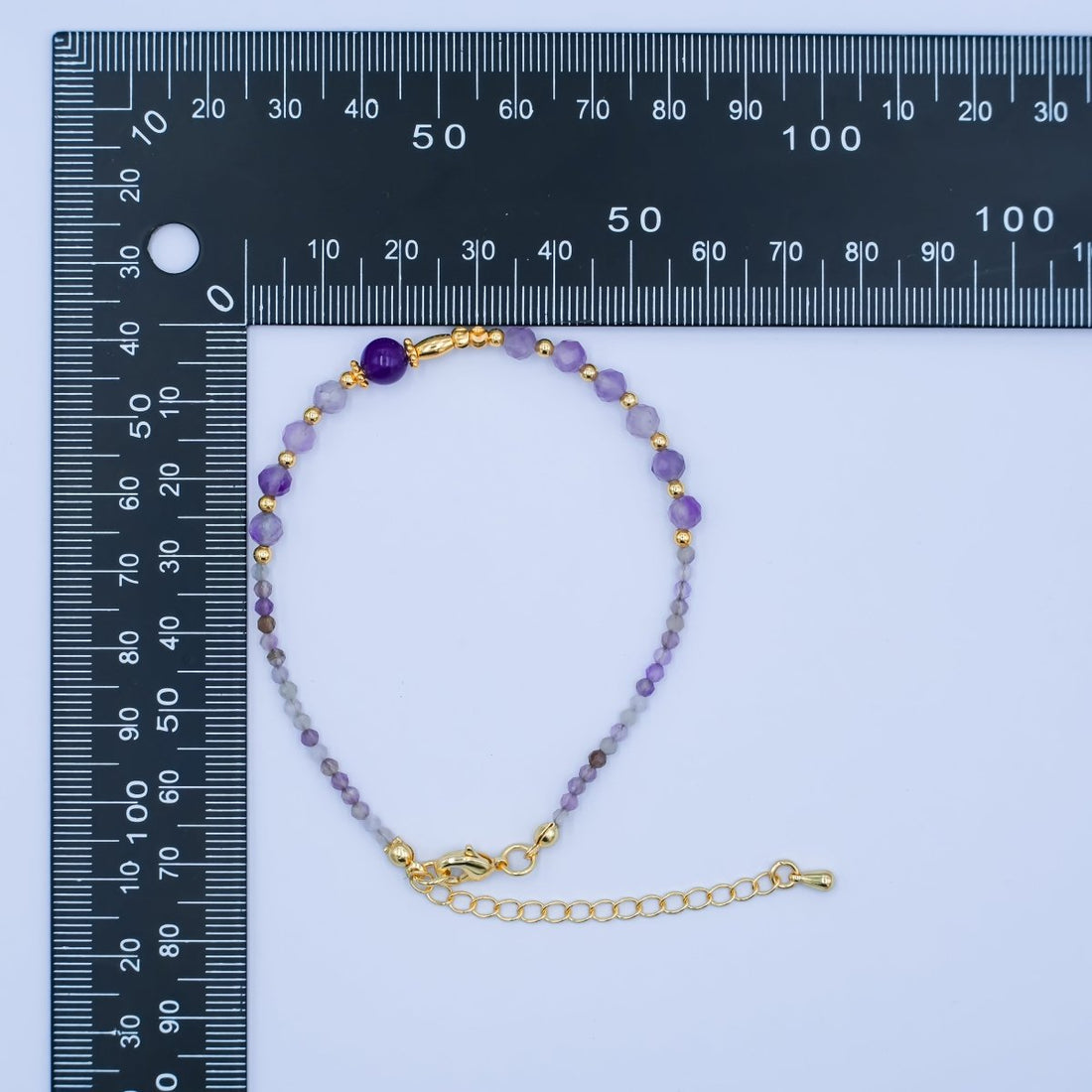 24K Gold Filled Purple Amethyst Gemstone 7.5 Inch Bracelet | WA-2886