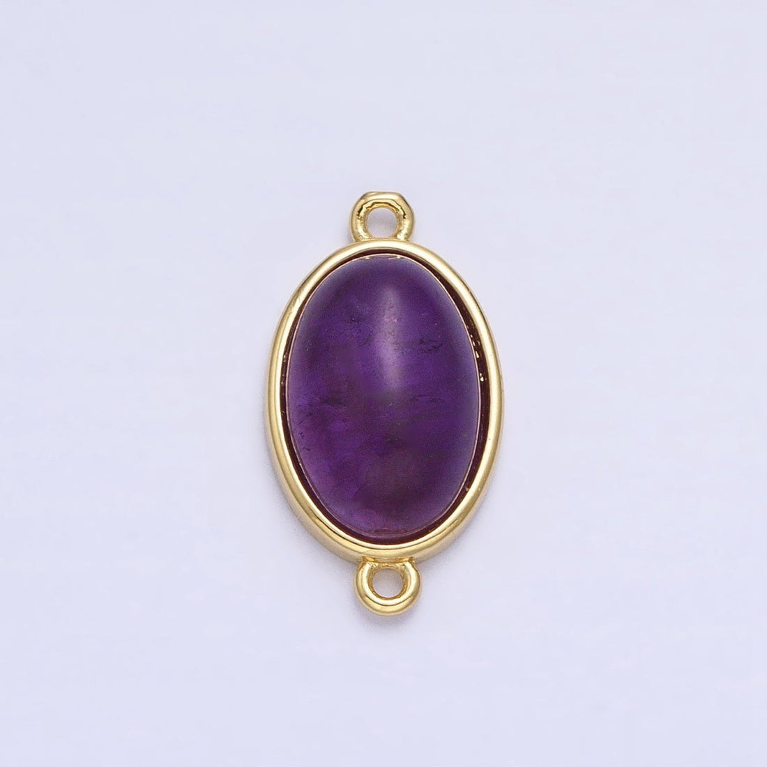 24K Gold Filled Purple Amethyst Natural Gemstone Oval Connector | Y-838