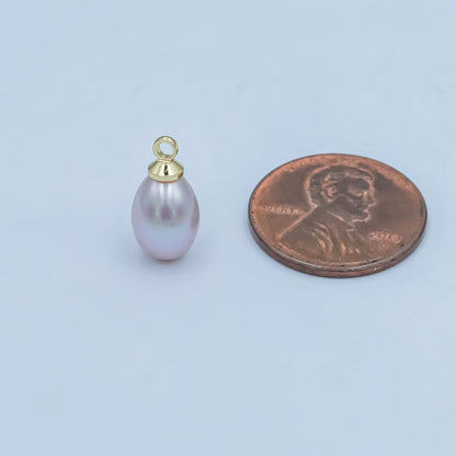 24K Gold Filled Purple Button Teardrop Freshwater Pearl Charm | P1770
