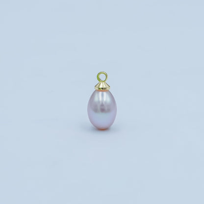 24K Gold Filled Purple Button Teardrop Freshwater Pearl Charm | P1770