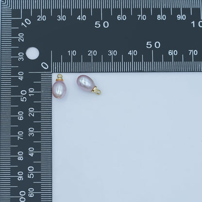 24K Gold Filled Purple Button Teardrop Freshwater Pearl Charm | P1770
