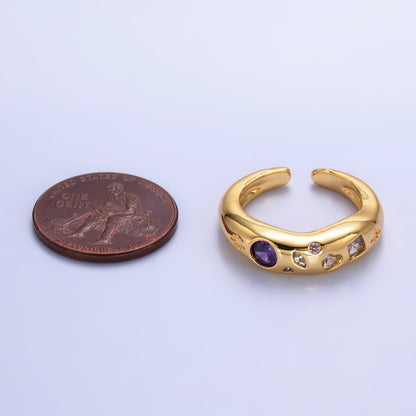 24K Gold Filled Purple CZ Abstract Celestial Galaxy North Star Ring | O671