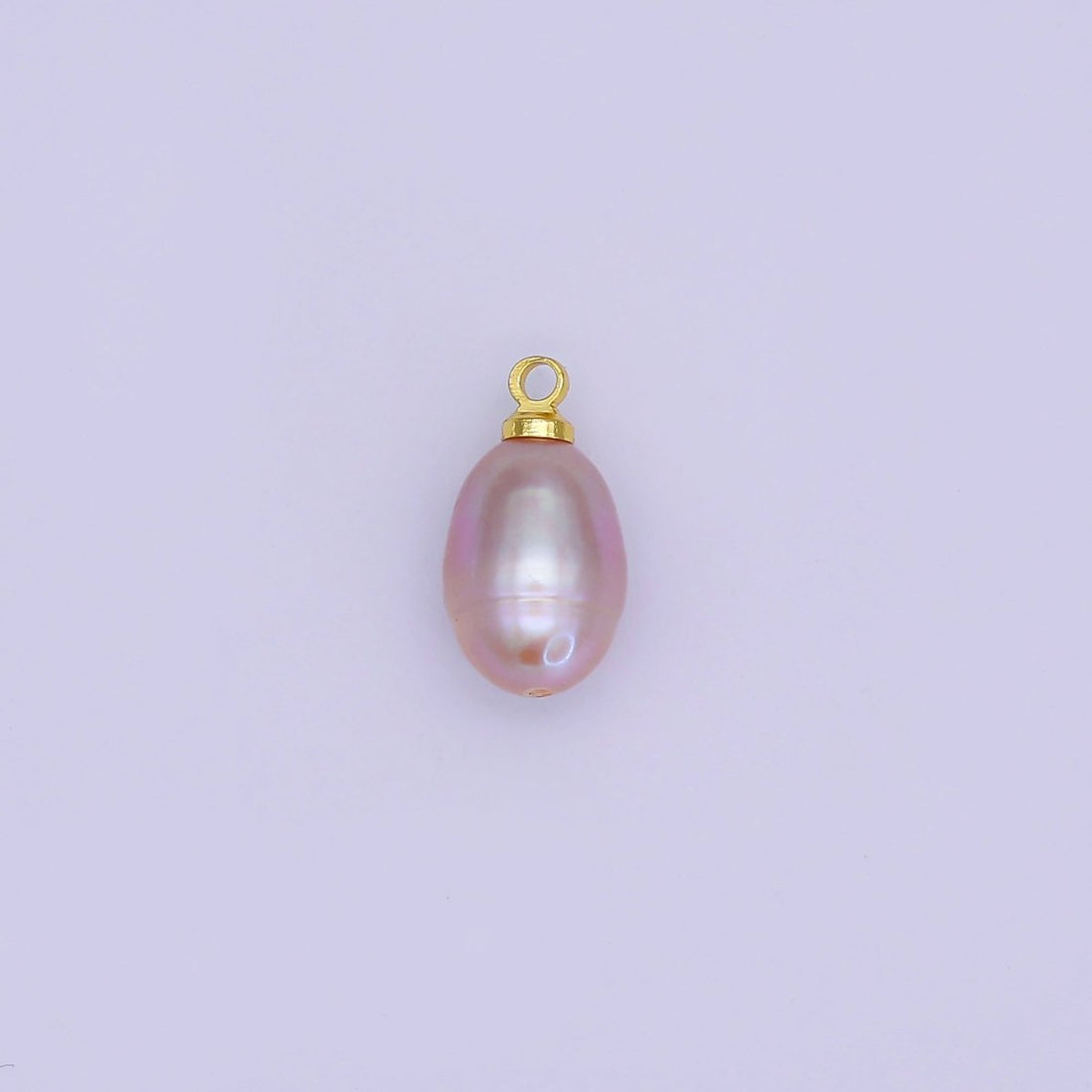 24K Gold Filled Purple Ringed Button Freshwater Pearl Charm | P1766