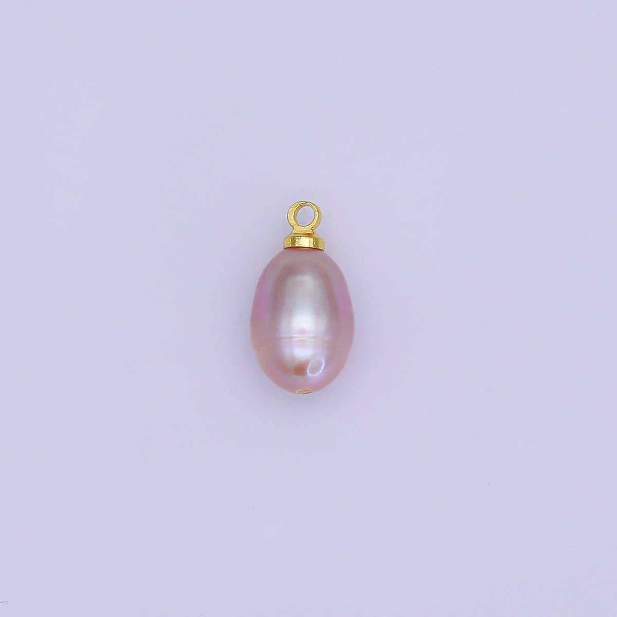 24K Gold Filled Purple Ringed Button Freshwater Pearl Charm | P1766