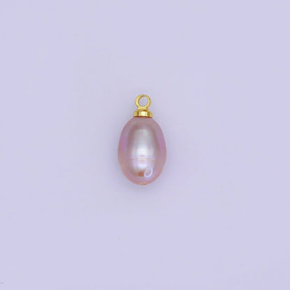 24K Gold Filled Purple Ringed Button Freshwater Pearl Charm | P1766