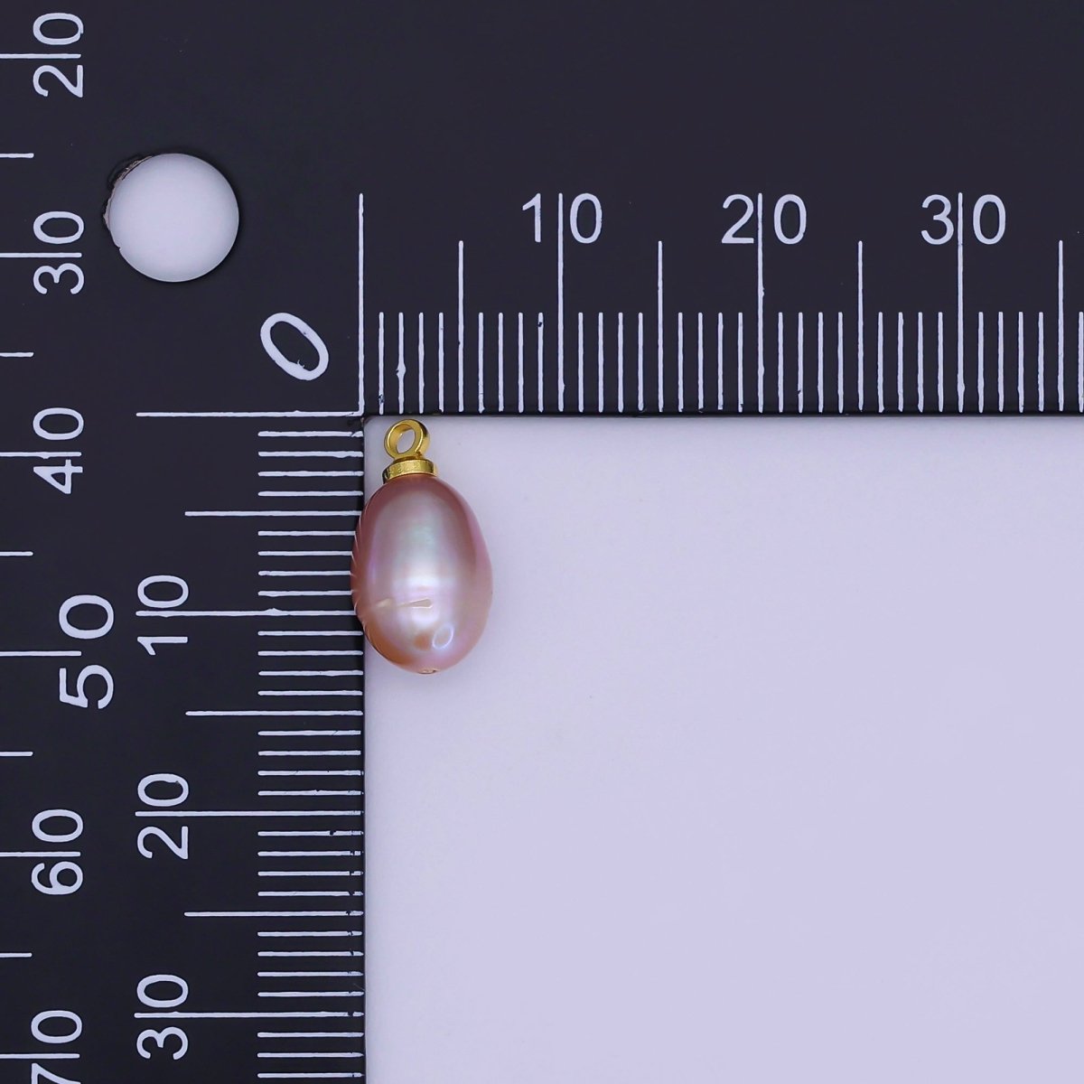24K Gold Filled Purple Ringed Button Freshwater Pearl Charm | P1766
