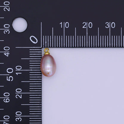 24K Gold Filled Purple Ringed Button Freshwater Pearl Charm | P1766