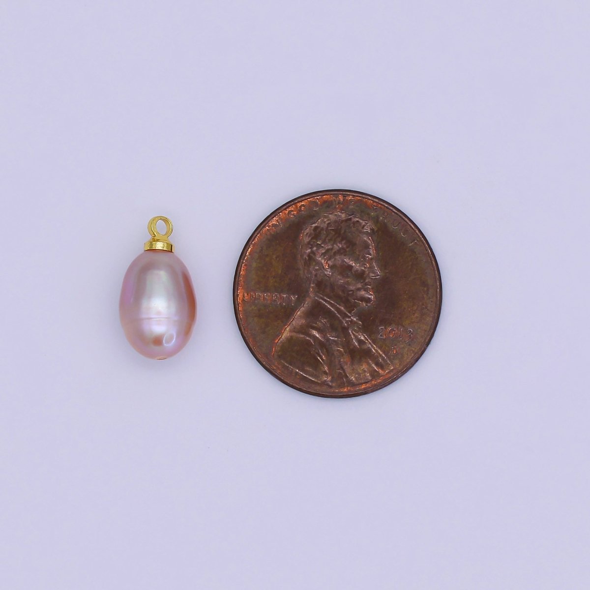 24K Gold Filled Purple Ringed Button Freshwater Pearl Charm | P1766