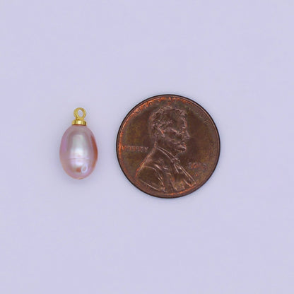 24K Gold Filled Purple Ringed Button Freshwater Pearl Charm | P1766