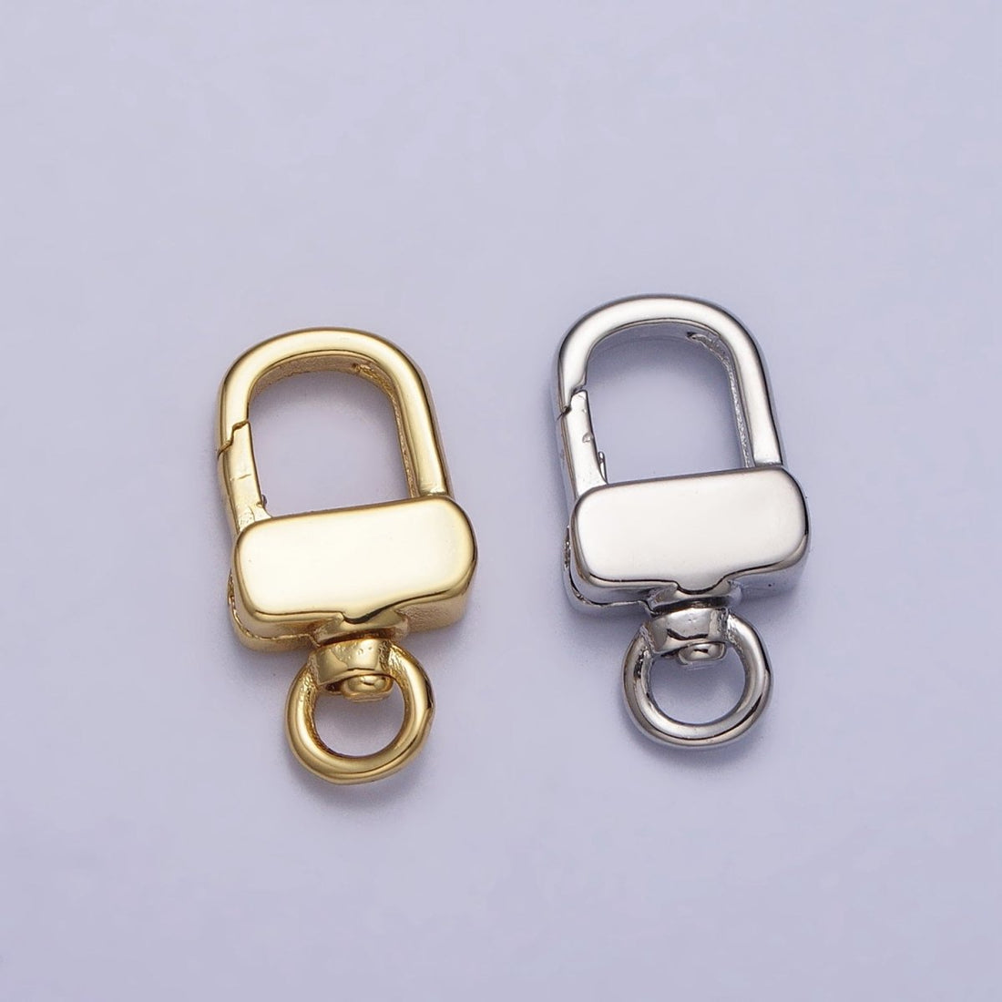 24K Gold Filled Push Gate Triggerless Rectangular Swivel Closure Supply in Gold &amp; Silver | Z-113 Z-114