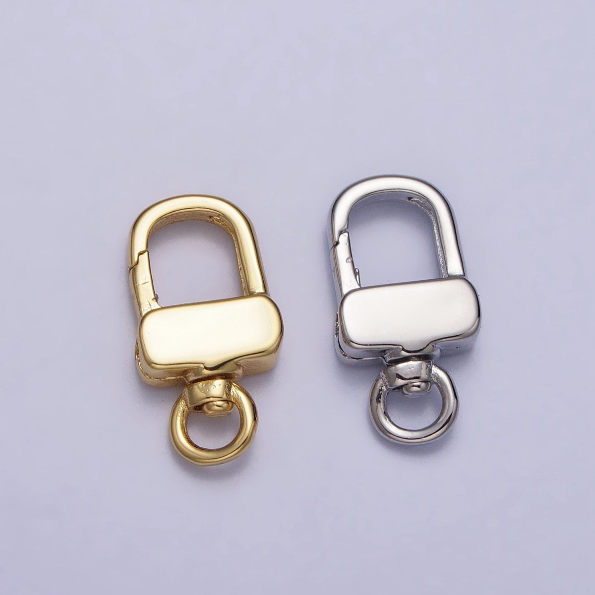 24K Gold Filled Push Gate Triggerless Rectangular Swivel Closure Supply in Gold &amp; Silver | Z-113 Z-114
