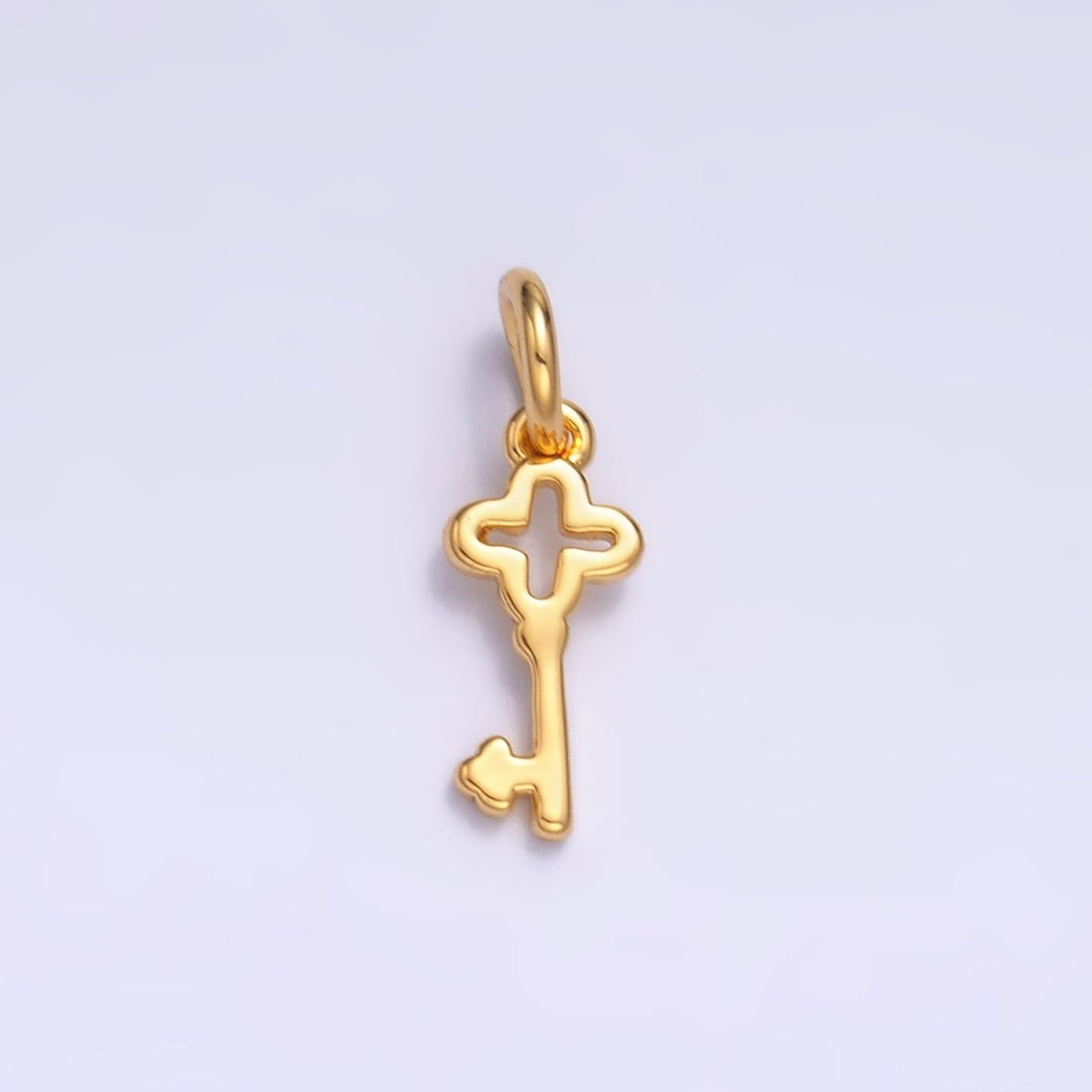 24K Gold Filled Quatrefoil Clover Key Mini Charm | M179