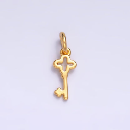 24K Gold Filled Quatrefoil Clover Key Mini Charm | M179