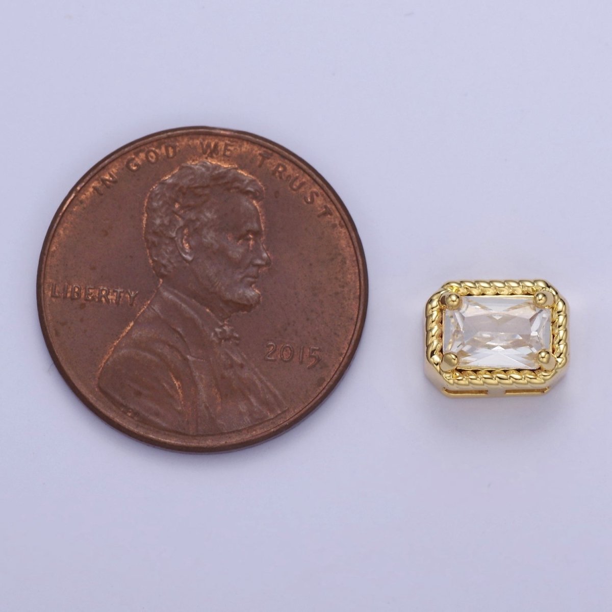 24K Gold Filled Rectangle Bead Spacer CZ Micro Pave Square Spacer Bead Connector Charm Bracelet Necklace for DIY Jewelry Making Supply B-334 - B-335