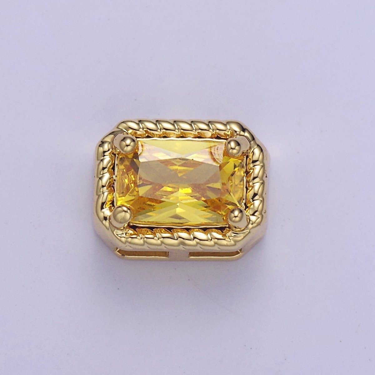 24K Gold Filled Rectangle Bead Spacer CZ Micro Pave Square Spacer Bead Connector Charm Bracelet Necklace for DIY Jewelry Making Supply B-334 - B-335