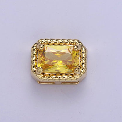 24K Gold Filled Rectangle Bead Spacer CZ Micro Pave Square Spacer Bead Connector Charm Bracelet Necklace for DIY Jewelry Making Supply B-334 - B-335