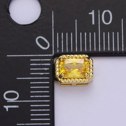 24K Gold Filled Rectangle Bead Spacer CZ Micro Pave Square Spacer Bead Connector Charm Bracelet Necklace for DIY Jewelry Making Supply B-334 - B-335