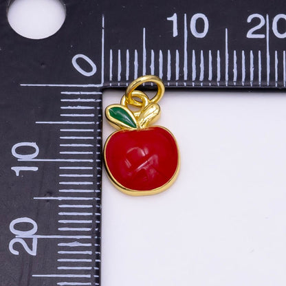 24K Gold Filled Red Apple Fruit Charm D-928